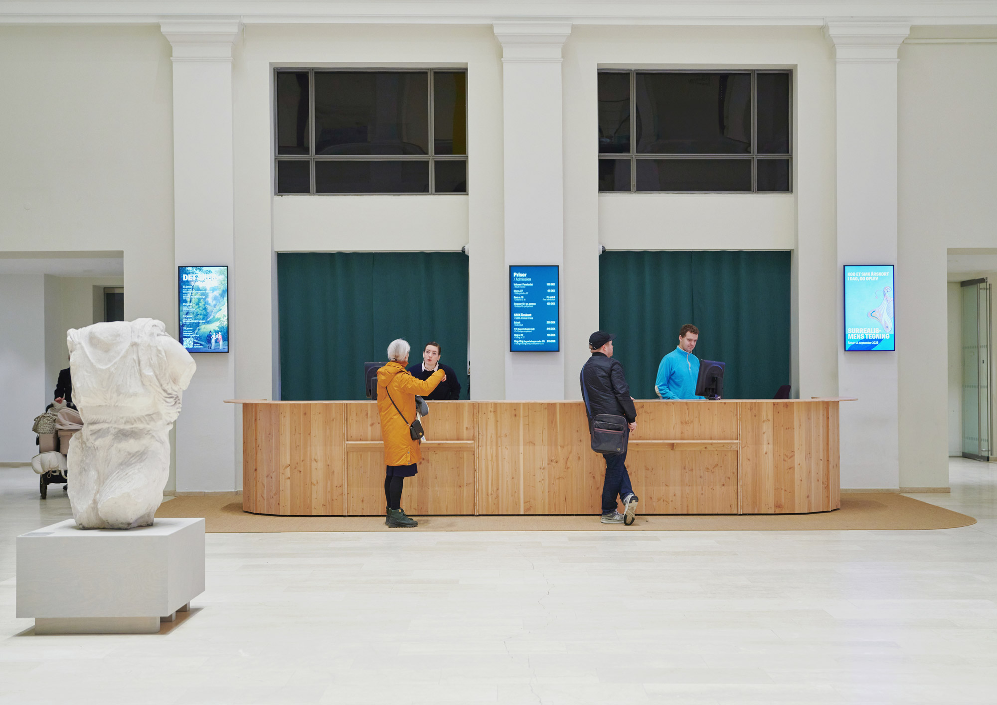 front view of reception with people